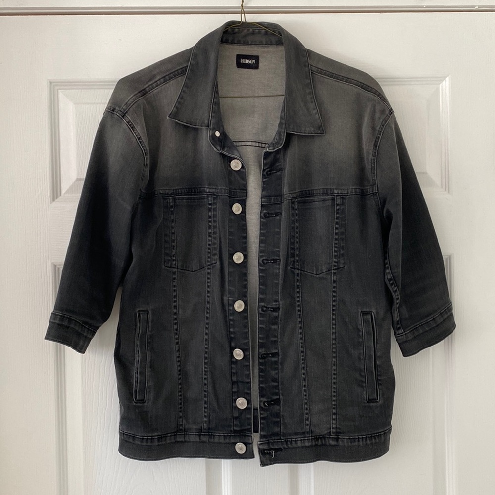 Hudson men’s 3/4 sleeve dark denim jacket